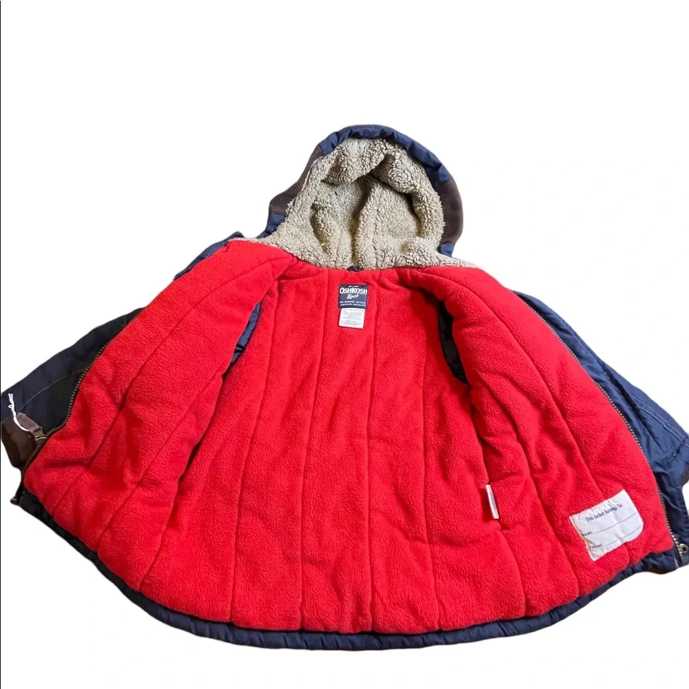 🌸 OshKosh B’gosh‎ Blue Jacket Youth Hoodie Inner Fleece OKGB Scouts Patch s…